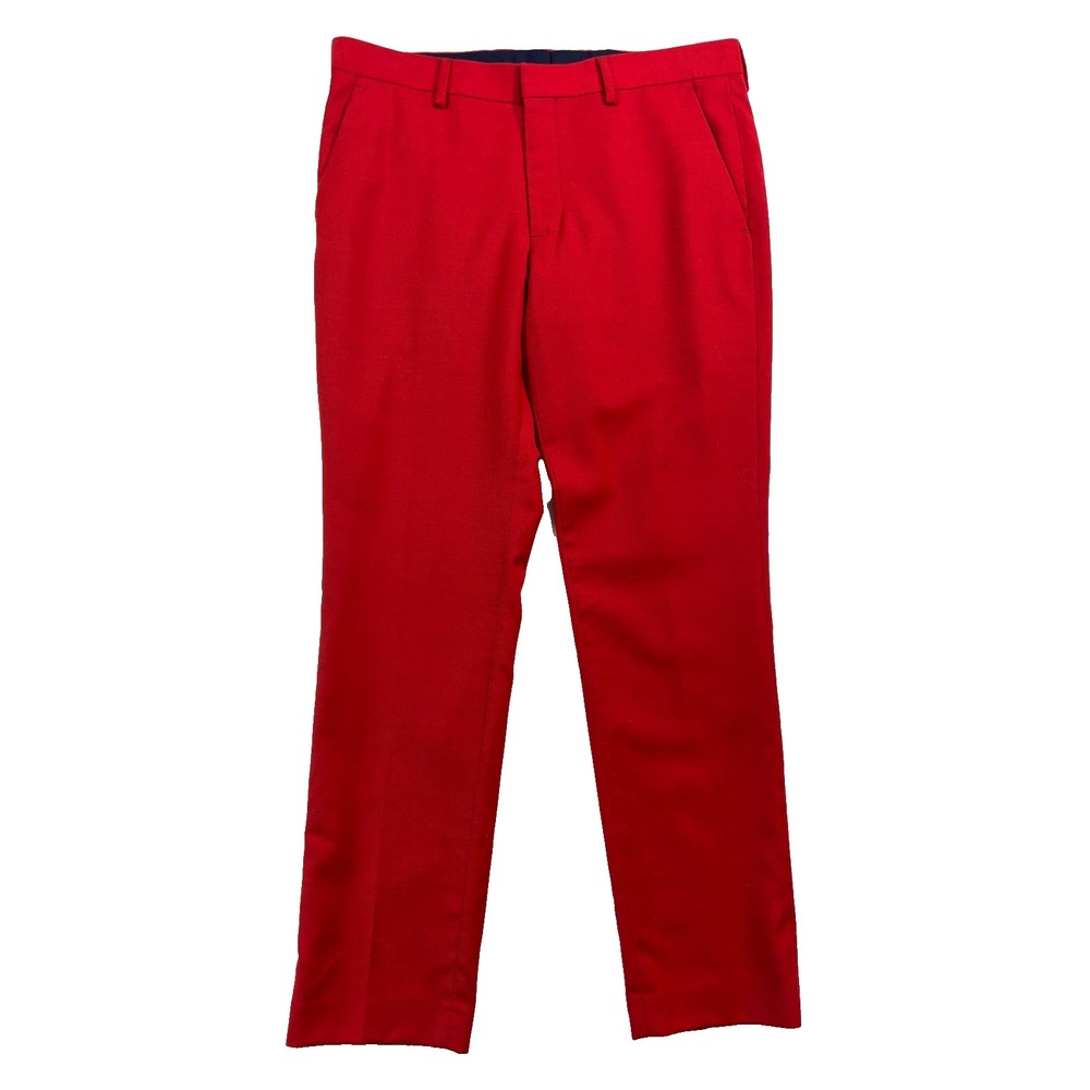 Express 30x28 Bright Red Conscious Edit‎ Flannel Wool Dress Suit Pants Slim Fit